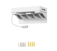 Soporte de pared para Switch/Switch OLED, con 7 soportes para tarjetas de juego y 4 colgadores para Joy Con, 2 puertos USB para guardar con seguridad cerca o detrás del televisor (Blanco)