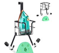 Soporte de pared para tabla de planchar soporte para plancha y tabla de planchar colgador de puerta para planchador con ganchos extraíbles soporte para plancha en cesta para detergentes