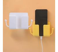 Soporte de pared para teléfono, soporte de carga adhesivo para teléfono y soporte de control remoto, bolsillo multiusos (blanco)