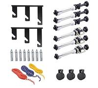 Soporte de pared para telón de fondo de fotografía, sistema de soporte de 3 rodillos, soporte de techo manual para fondo de fotos, incluye 2 ganchos de tres pliegues, 6 barras de expansión, 3 cadenas,