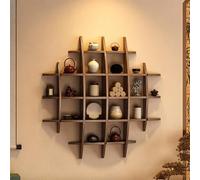 Soporte de Pared para Tetera, Estante Multicapa de Madera Maciza para Tazas de café y Vasos, Organizador rústico para Cocina u Oficina (39,4 x 39,4 Pulgadas)