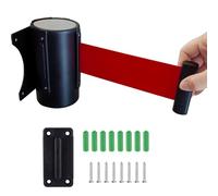 Soporte de pared retráctil para cinturón, carcasa negra resistente con cinturón de seguridad rojo para todas las condiciones climáticas, opciones de longitud de 2 m, 3 m, 5 m, 10 m