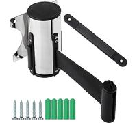 Soporte de pared retráctil para cinturón, cuerda de control de multitudes para bancos, parques, hoteles, centros comerciales, 5 m de longitud, duradera, gestión segura de colas (color: negro)