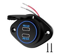 Soporte de pared USB de 12 V - 36 W PD 18 W QC, protección de polaridad inversa, adaptador de carga rápida, camión, marina, carrito de golf, vehículo, teléfono, tableta, luz LED, exterior, motor