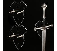 Soporte de pared vertical de acrílico transparente para espada, katana o hacha - Sostén de espada para pared minimalista, exhibidor para sable samurái, decoración medieval (Transparente, 2 juego)