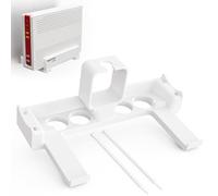 Soporte de pared y enchufe adecuado para FritzBox 6690/6591 Cable | Router Soporte para montaje en pared | Fijación sin tornillos con soporte de fuente de alimentación | Gestión de cables integrada