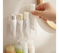 Soporte de pasta de dientes organizador de pared para limpiador facial, crema de manos, almacenamiento de baño, unidad vertical de ahorro de espacio (transparente)