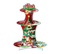 Soporte de Pastel de 3 Niveles - Bandeja de Dulces de Postre de Navidad de Papel | Soporte de Estante Festivo Elegante, múltiples Capas Que sirven reuniones, Festival de Vacaciones