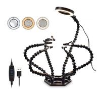 Soporte de PCB de tercera mano para soldar, estación de soldadura, ventiladores de refrigeración CC, 6 brazos flexibles, 1 unidad (N-SS6LF-BE9)