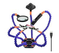 Soporte de PCB for soldadura tercera mano, herramienta for ayudar a las manos, manualidades, estación for Hobby, linterna USB, ventilador refrigeración CC para reparación de soldadura(N-SS6LMF-Blue)