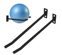 Soporte de pelota de ejercicios, montaje en la pared de la pelota de ejercicios,Juego de 2 soportes de bola de yoga negro - Accesorios para el gimnasio para el hogar de servicio pesado, organizador de