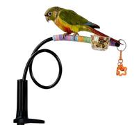 Soporte de perca para loros, rama de escalada antideslizante, política elevada con campana, madera texturizada natural, estación de forraje interactiva, accesorio de jaula de pájaros para