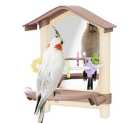 Soporte de percha de pájaros: accesorio de jaula con espejo reflectante, superficies lisas acabado | Patio de recreo interactivo antideslizante, ideal para loros, cacatúas, periquitos, pinzones, entre