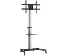 Soporte de Suelo con Ruedas y Bandeja DVD para Monitor/TV 50Kg 37~86 (Negro/Plata) - AISENS