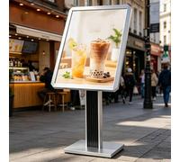 Soporte de pie para letreros, soporte de pedestal resistente para exhibición de carteles,soporte de aluminio ajustable horizontal/vertical para menús en restaurantes,centros comerciales Grey-50*70cm