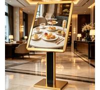 Soporte de pie para letreros, soporte de pedestal resistente para exhibición de carteles,soporte de aluminio ajustable horizontal/vertical para menús en restaurantes,centros comerciales Gold-50*70cm