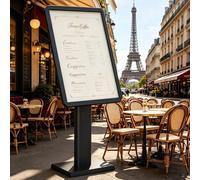 Soporte de pie para letreros, soporte de pedestal resistente para exhibición de carteles,soporte de aluminio ajustable horizontal/vertical para menús en restaurantes,centros comerciales Black-50*70cm