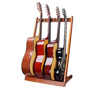 Soporte de pie para múltiples guitarras, soporte de exhibición de guitarras de madera, soporte de guitarra multicabezal, organizador de estante de colección de guitarra, con ranura para púas de