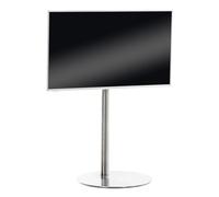 CLP Soporte de pie para TV universal 55 65 75 pulgadas, moderno, rectangular, estructura metalica, para televisores grandes, base estable, Color:acero inoxidable, Forma:redondo