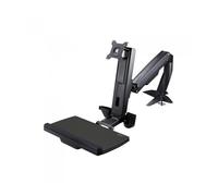 StarTech.com - Brazo de Soporte de Pie y Sentado Ajustable VESA para Monitores de hasta 24 Pulgadas con Soporte para Teclado y R