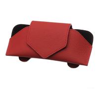 Soporte de piel de vaca para visera de coche con cierre magnético diseñado para uso general del vehículo y organización de gafas de sol (rojo)