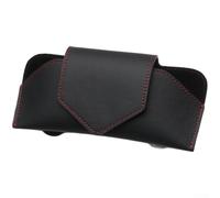 Soporte de piel de vaca para visera de coche con cierre magnético diseñado para uso general del vehículo y organización de gafas de sol (negro)