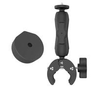 Soporte de Pinza para Antena Satélite Mini, Soporte Universal Ajustable en Ángulo con Adaptador para Escaleras de Autocaravana y Postes de Yates (Montura y adaptador negro)