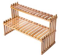 Soporte de Planta de Bambú de Mesa de 2 Niveles - Estantes de Planta de Escritorio Soporte de Estante de Flores para el Hogar Patio Organizador Soporte de Maceta
