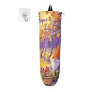 Soporte de plástico para bolsas de comestibles, con texto en inglés "Hello Fall Harvest Dwarfs", dispensador de bolsas de basura para el hogar, bolsas ecológicas para
