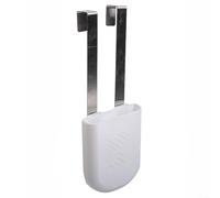 Soporte de plástico para limpiar el depósito del inodoro para el baño con gancho de acero inoxidable resistente a la corrosión, 15 x 10 x 5 cm, color blanco