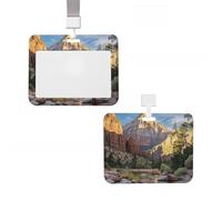 Soporte de plástico para tarjetas de identificación deslizante, soporte vertical para tarjetas de identificación del parque nacional Zion, protector de tarjetas de identificación con ventana