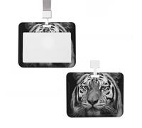 Soporte de plástico para tarjetas de identificación, protector vertical para tarjetas de identificación con cordón, titulares de insignia de tigre blanco y negro, etiquetas de nombre, tarjetas de