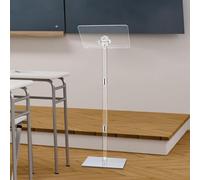 Soporte de podio acrílico ajustable moderno para aulas, conciertos e iglesias, fácil montaje, diseño transparente, base de metal resistente, tamaño L, ideal para discursos