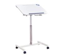 Soporte de podio Ajustable en Altura, Escritorio rodante para computadora portátil para Oficina, hogar, Escuela y auditorio, Escritorio versátil con Ruedas (Blanco).