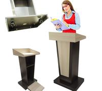 Soporte de podio, atril portátil de madera con ruedas de bloqueo para salas de conferencias, áreas de recepción y aulas