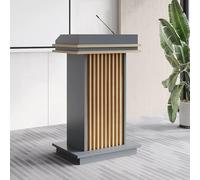 Soporte de podio con ruedas, púlpito portátil para aula y sala de reuniones, soporte de presentación móvil con estante de almacenamiento de doble capa y cajón