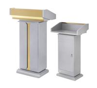 Soporte de podio de acero inoxidable para iglesia y conferencias, atril de lectura ajustable con estante de almacenamiento, perfecto para seminarios y bodas, 70 x 42 x 118 cm, color gris