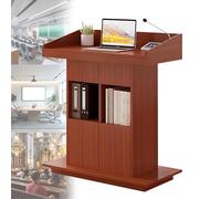 Soporte de podio de madera maciza, atril de teca para aula e iglesia, base estable de doble capa, 31.5 x 20 pulgadas, ideal para discursos, presentaciones y eventos