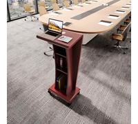Soporte De Podio De Madera Maciza For Azafata Con Ruedas, Escritorio De Recepción Portátil, Púlpitos For Estaciones De Trabajo For Iglesias, Escritorio De Púlpito Resistente(Marrón)