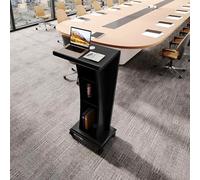 Soporte De Podio De Madera Maciza For Azafata Con Ruedas, Escritorio De Recepción Portátil, Púlpitos For Estaciones De Trabajo For Iglesias, Escritorio De Púlpito Resistente(Negro)