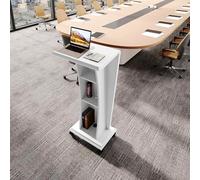 Soporte De Podio De Madera Maciza For Azafata Con Ruedas, Escritorio De Recepción Portátil, Púlpitos For Estaciones De Trabajo For Iglesias, Escritorio De Púlpito Resistente(White)