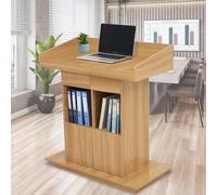 Soporte de podio de madera para iglesias y aulas, atril de madera de 18 mm de grosor con esquinas redondeadas de 3 capas, color madera natural, púlpito de 39.4 x 20 pulgadas