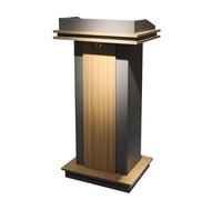 Soporte de podio de metal acrílico con almacenamiento, atril de doble capa para reuniones, conferencias, aulas e iglesias, base ancha resistente y diseño antideslizante para mayor estabilidad