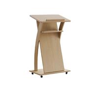 Soporte de podio Soporte de podio madera con ruedas, atril móvil estante almacenamiento, base pesada