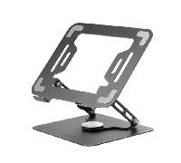 Mars Gaming MA-RSN, Soporte para Portátiles y Tablets hasta 17", Ajuste en Altura + Inclinación + Rotación 360º, Stand Estructura Acero, Almohadillas Antideslizantes, Diseño Plegable Portátil, Negro