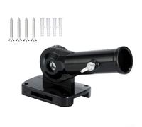 Soporte de poste de bandera de aleación de aluminio para exteriores con mordida de engranaje ajustable y agujero de drenaje para montar banderas, antorchas y luces de jardín de forma segura (negro)