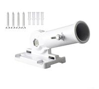 Soporte de poste de bandera de aleación de aluminio para exteriores con mordida de engranaje ajustable y agujero de drenaje para montar banderas, antorchas y luces de jardín de forma segura (blanco)