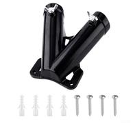 Soporte de poste de bandera doble en forma de V resistente, base fija de aleación de aluminio con diseño anticaídas para porche, jardín, camping, negro (blanco)