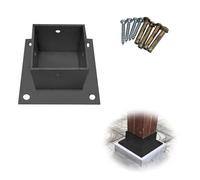 Soporte de poste elevado para pérgola y valla, base de metal y hormigón de 60 x 60 mm con conector para terrazas y barandillas de madera (1 pieza), solución duradera y versátil