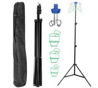Soporte de poste IV, soporte retráctil para bolsa de goteo intravenosa, soporte de botella de goteo plegable con 4 ganchos, 3 bolsas de red y 1 bolsa de almacenamiento, poste IV móvil portátil para hospitales, clínicas, cuidado en el hogar